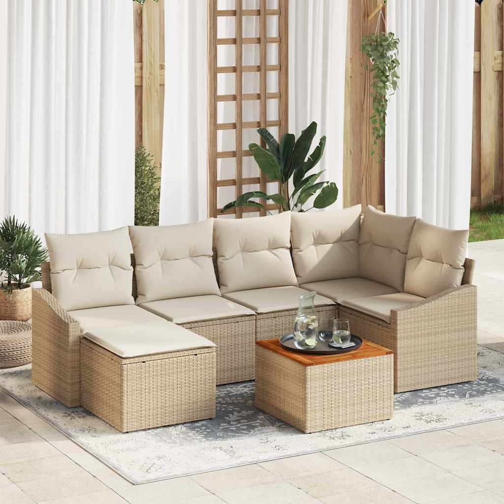 vidaXL Σετ Καναπέ Κήπου 7 pcs Μπεζ και λευκό