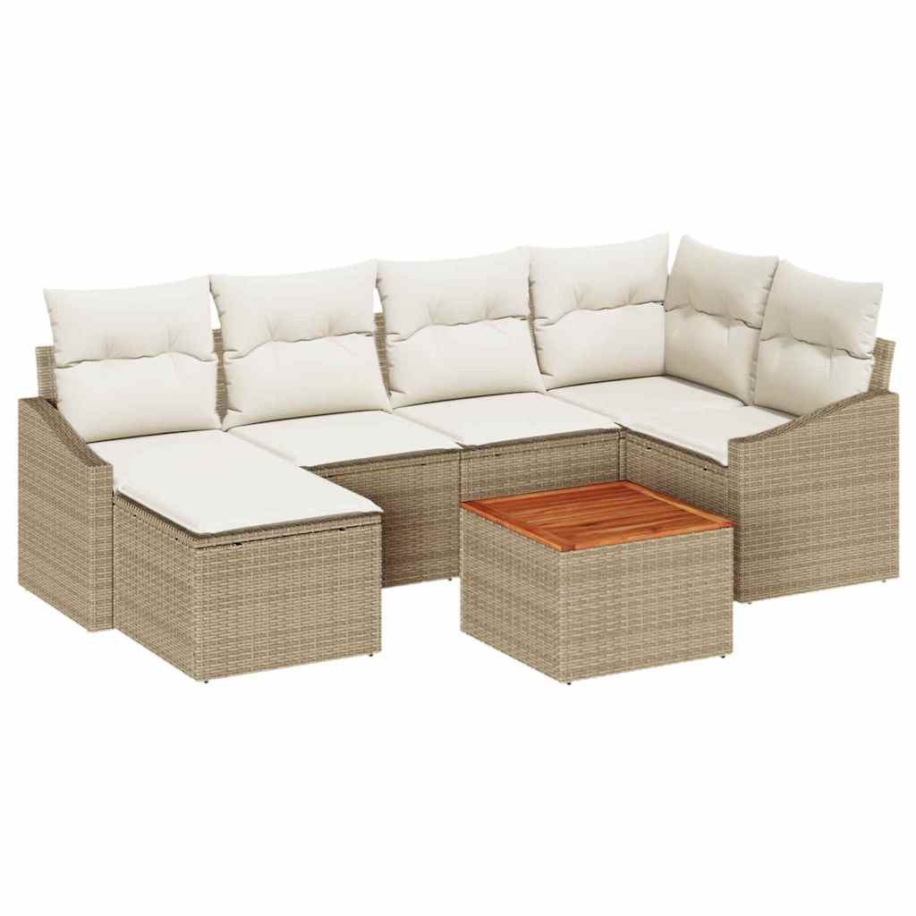vidaXL Σετ Καναπέ Κήπου 7 pcs Μπεζ και λευκό