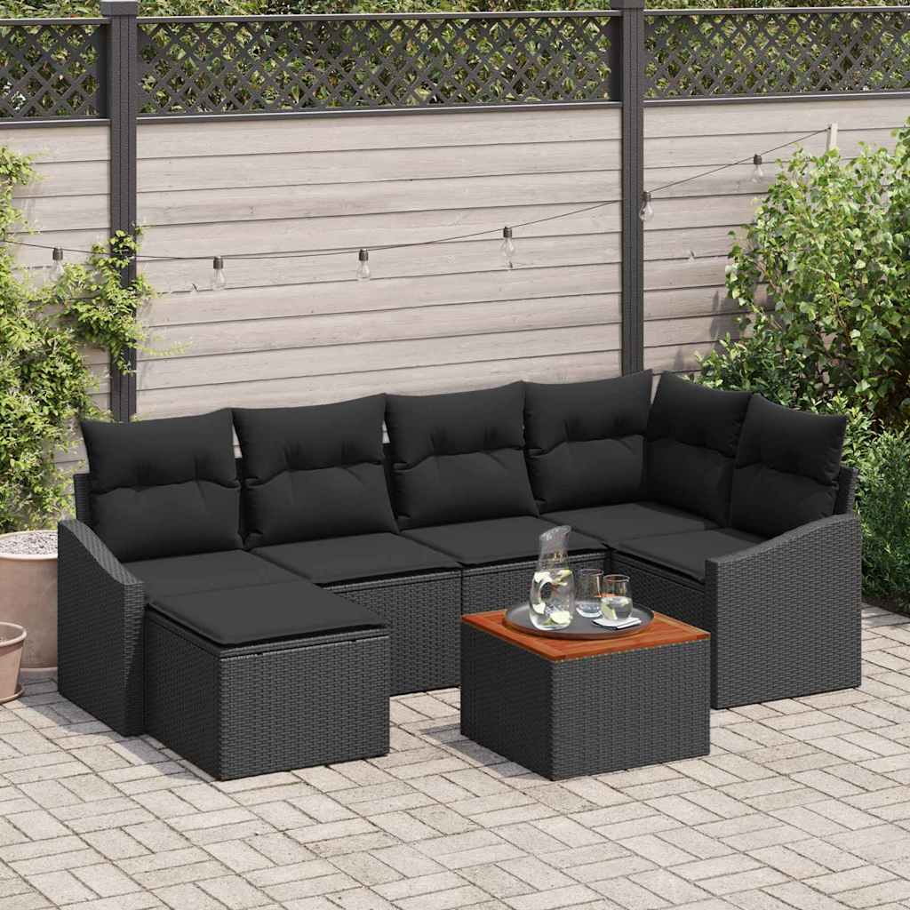 vidaXL Σετ Καναπέ Κήπου 7 pcs Μαύρο