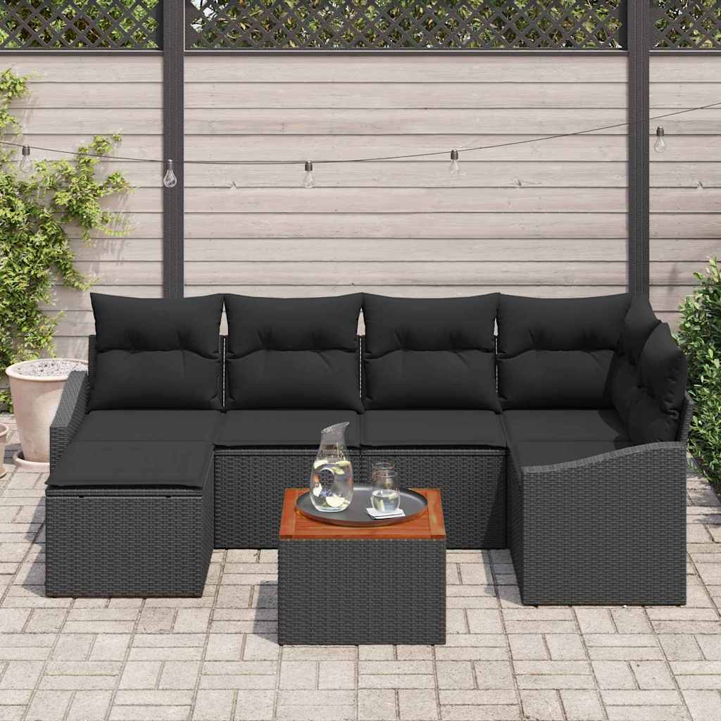 vidaXL Σετ Καναπέ Κήπου 7 pcs Μαύρο