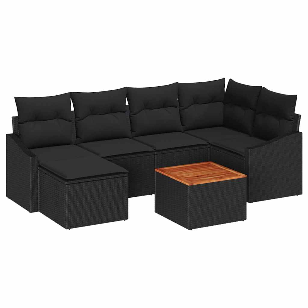 vidaXL Σετ Καναπέ Κήπου 7 pcs Μαύρο