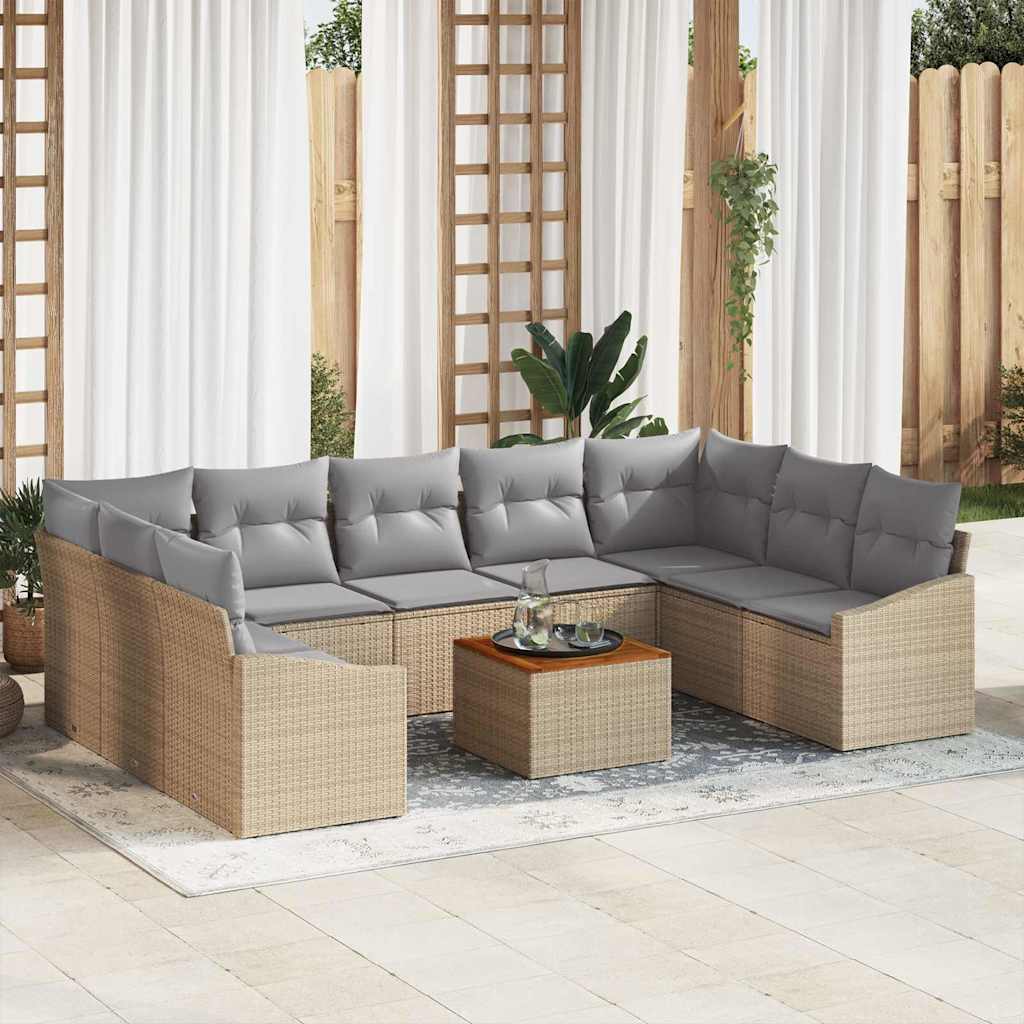 vidaXL Σετ Καναπέ Κήπου 10 pcs Beige, ανοιχτό γκρι 55 x 55 x 37 εκ