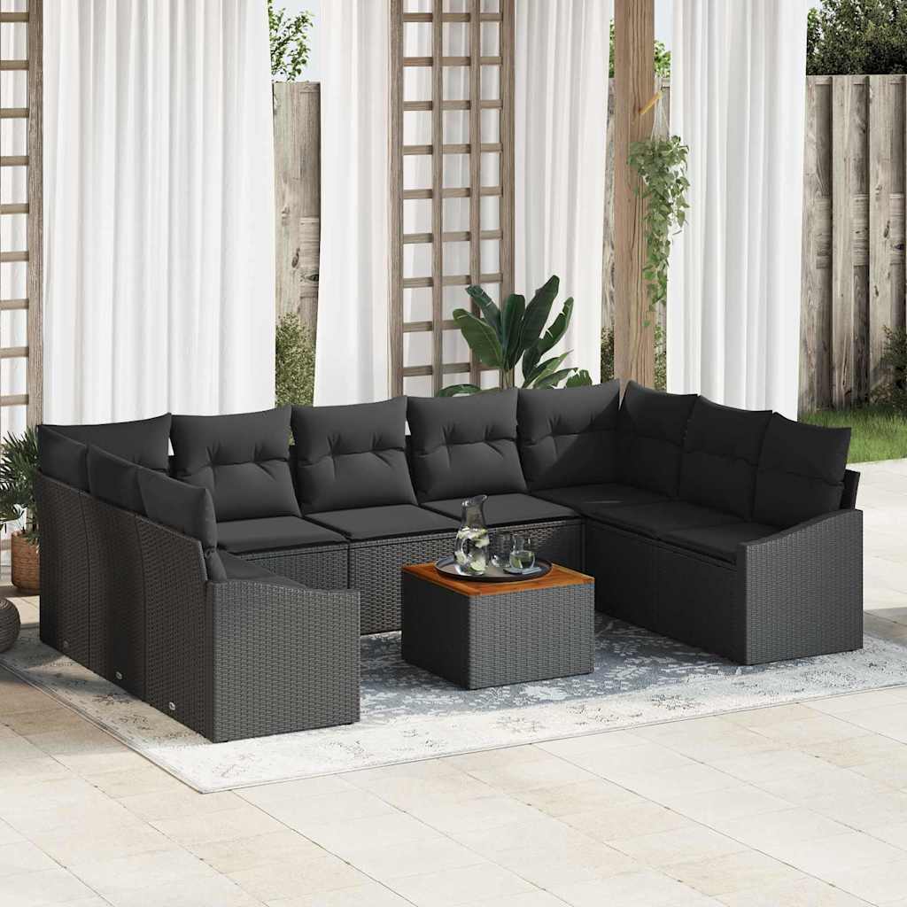 vidaXL Σετ Καναπέ Κήπου 10 pcs Μαύρο
