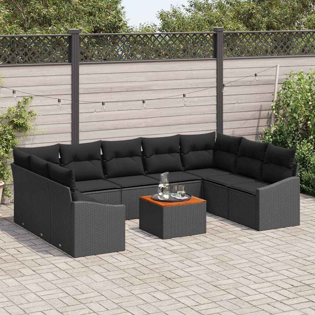 vidaXL Σετ Καναπέ Κήπου 10 pcs Μαύρο