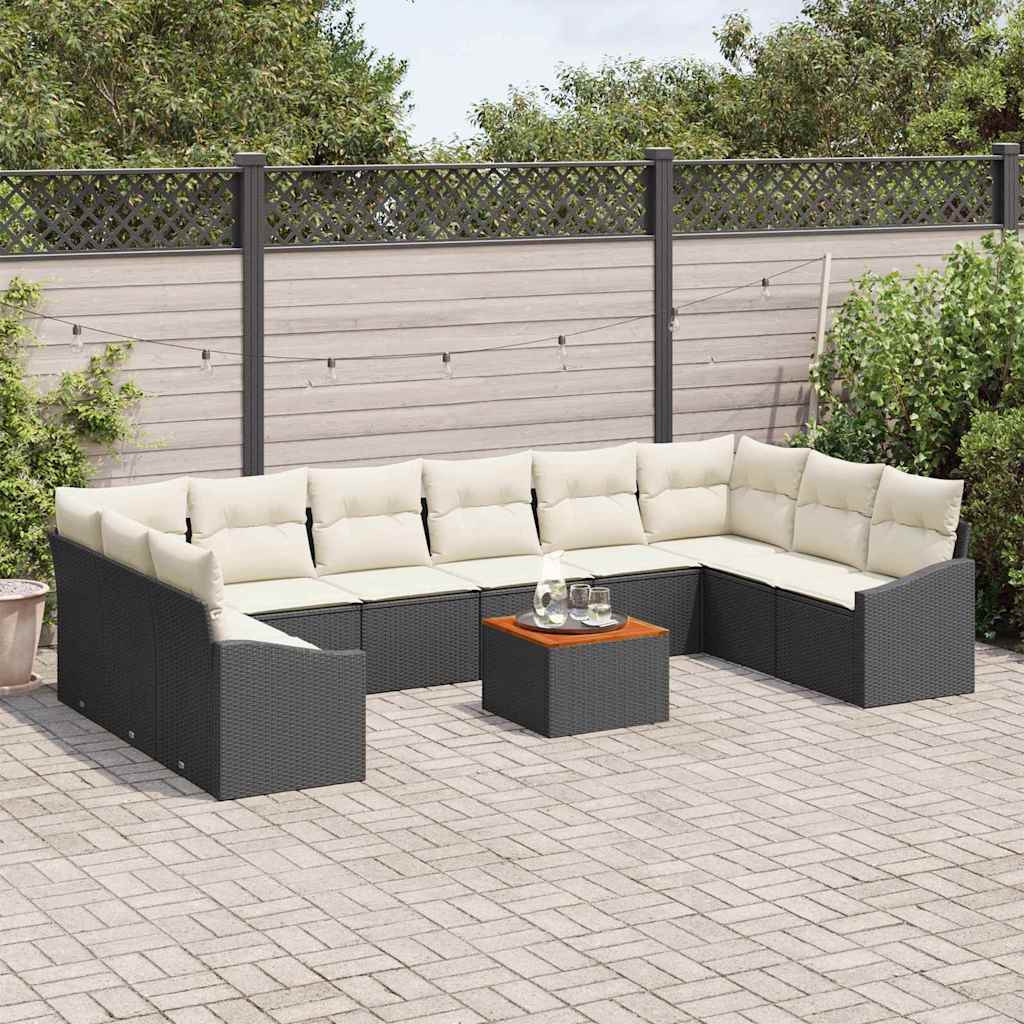 vidaXL Σετ Καναπέ Κήπου 11 pcs Μαύρο και λευκό