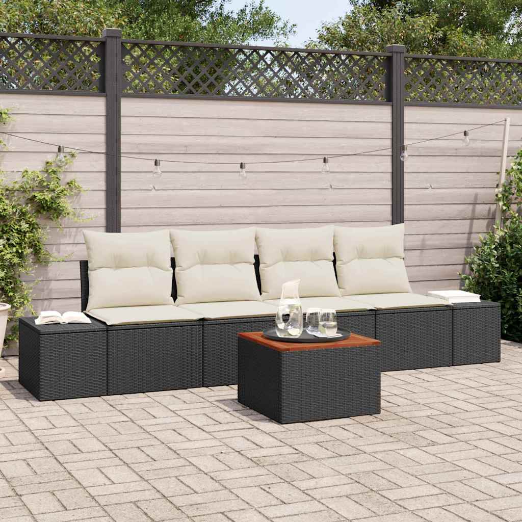 vidaXL Σετ Καναπέ Κήπου 5 pcs Μαύρο και λευκό