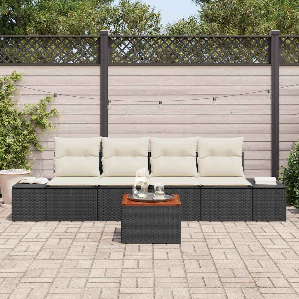 vidaXL Σετ Καναπέ Κήπου 5 pcs Μαύρο και λευκό