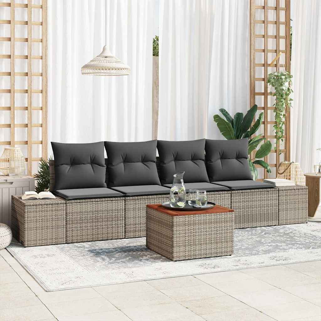 vidaXL Σετ Καναπέ Κήπου 5 pcs Γκρι