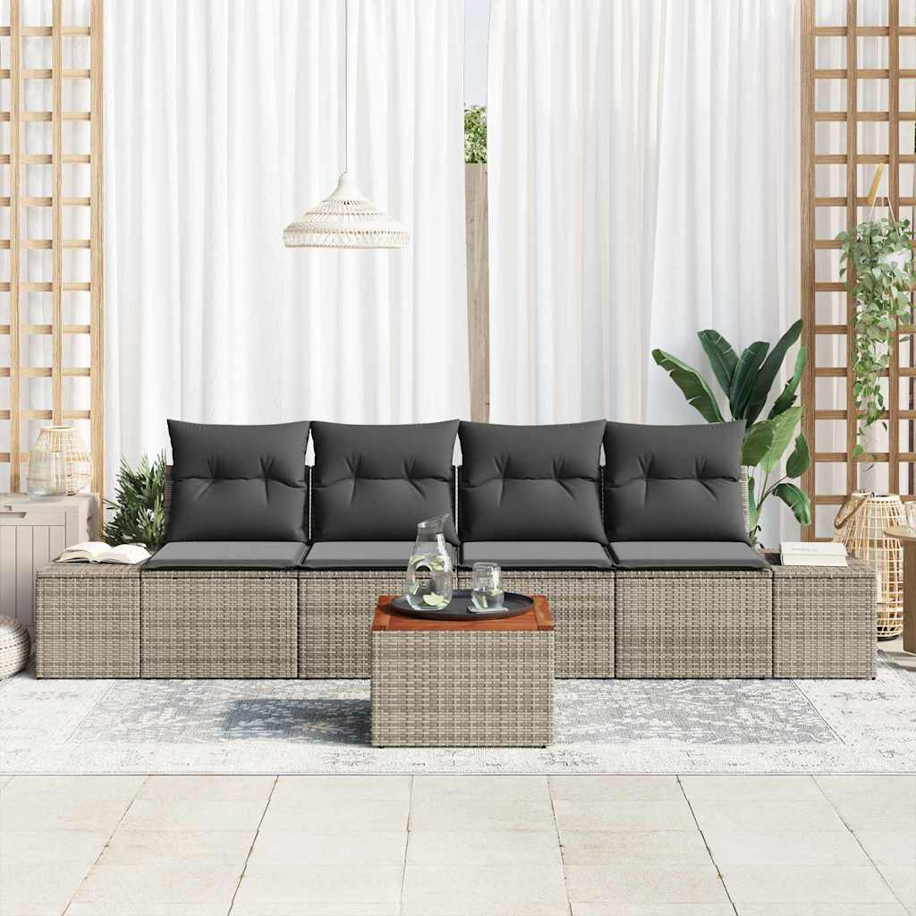 vidaXL Σετ Καναπέ Κήπου 5 pcs Γκρι