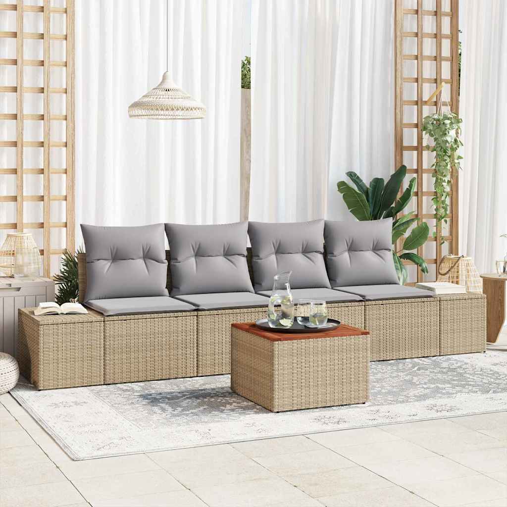 vidaXL Σετ Καναπέ Κήπου 5 pcs μπεζ και ανοιχτό γκρι