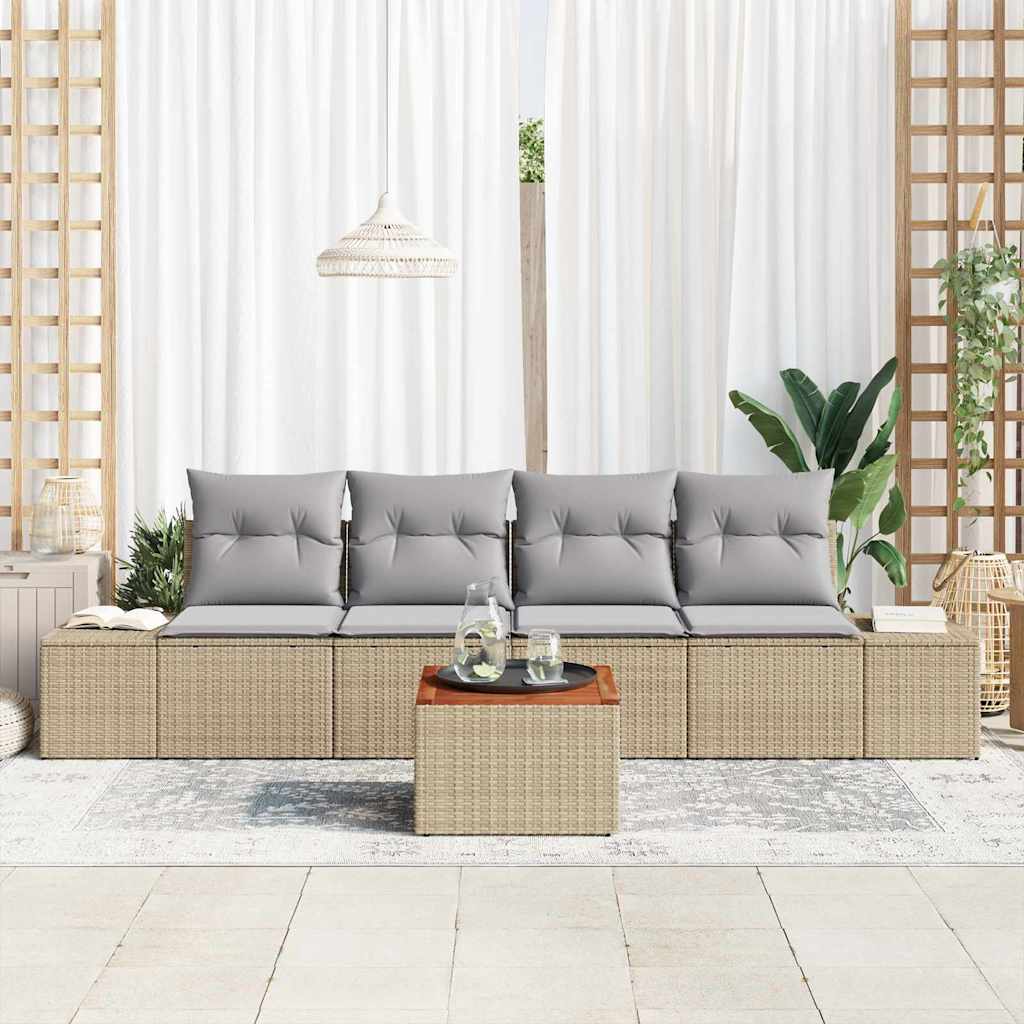 vidaXL Σετ Καναπέ Κήπου 5 pcs μπεζ και ανοιχτό γκρι