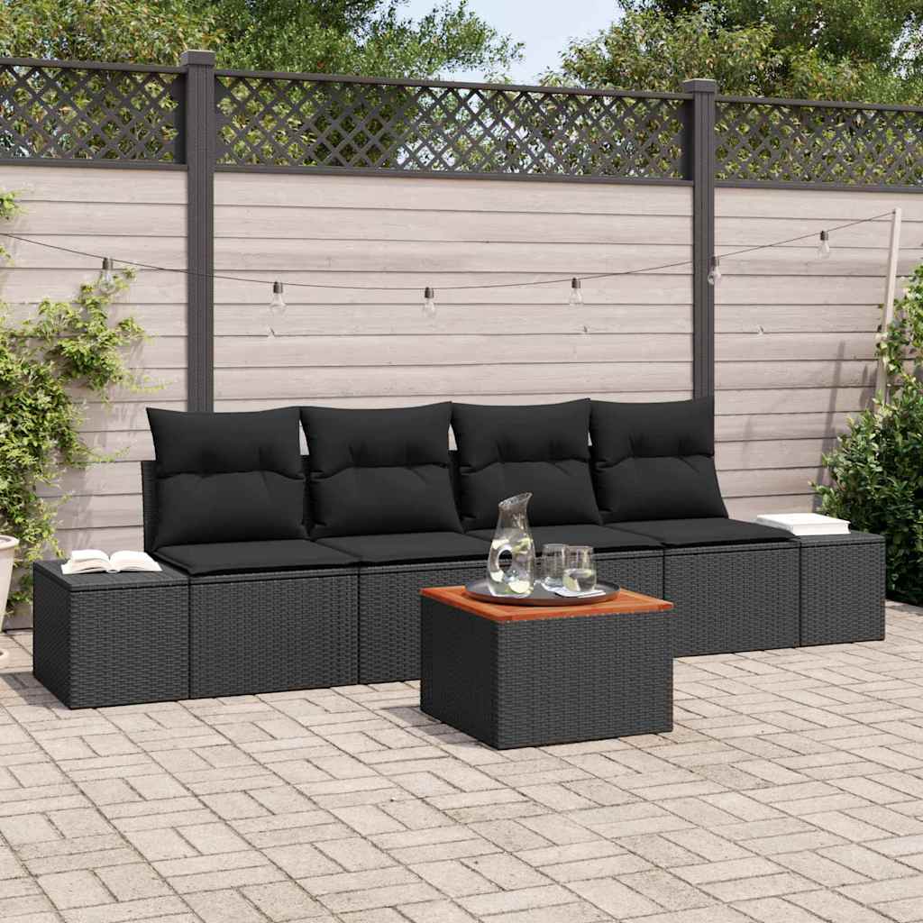 vidaXL Σετ Καναπέ Κήπου 5 pcs Μαύρο