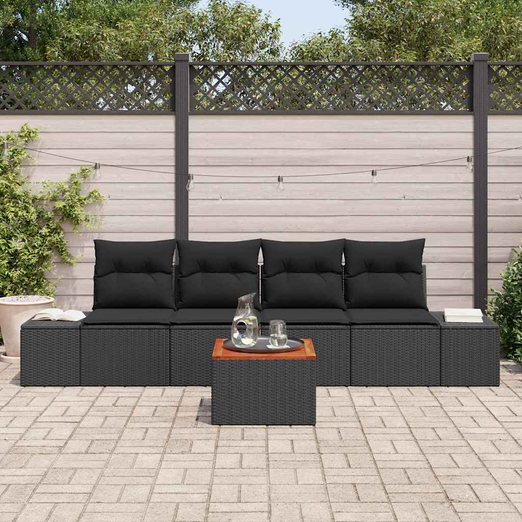 vidaXL Σετ Καναπέ Κήπου 5 pcs Μαύρο