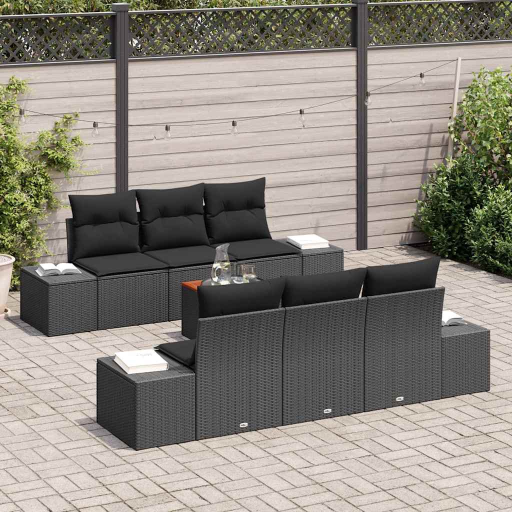 vidaXL Σετ Καναπέ Κήπου 7 pcs Μαύρο