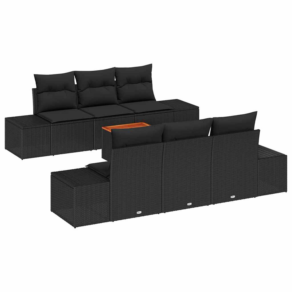 vidaXL Σετ Καναπέ Κήπου 7 pcs Μαύρο