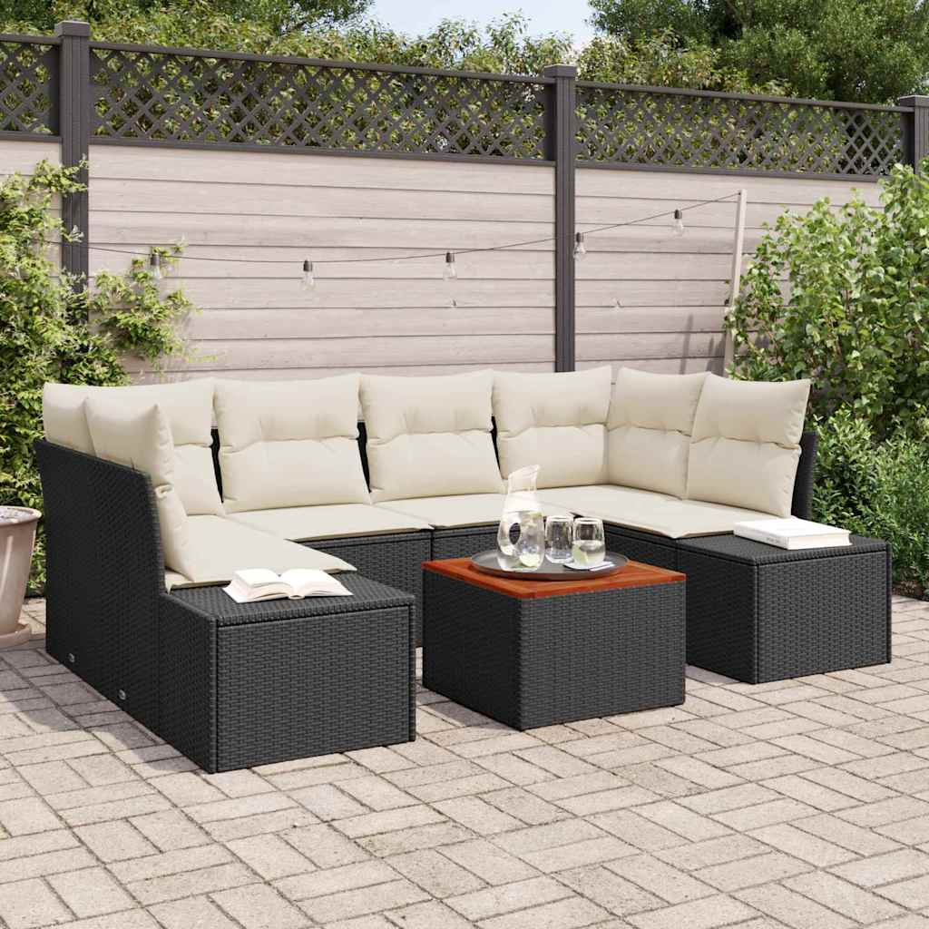 vidaXL Σετ Καναπέ Κήπου 7 pcs Μαύρο και λευκό