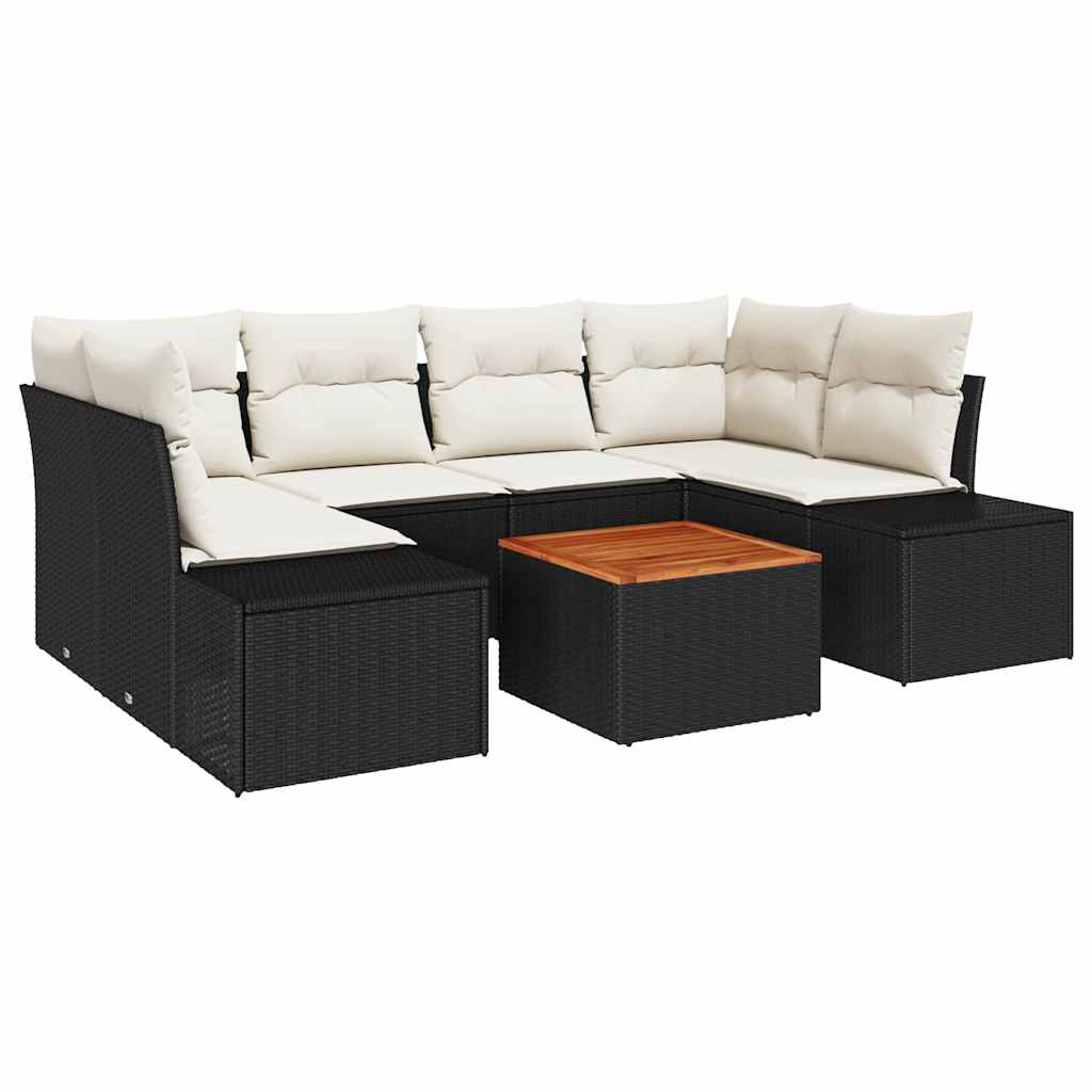 vidaXL Σετ Καναπέ Κήπου 7 pcs Μαύρο και λευκό