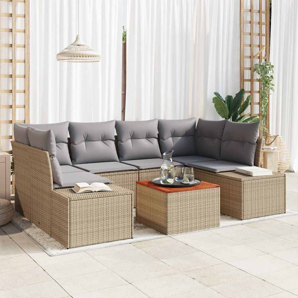 vidaXL Σετ Καναπέ Κήπου 7 pcs μπεζ και ανοιχτό γκρι
