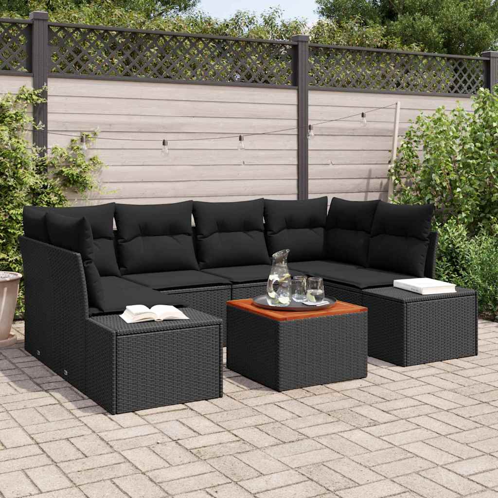 vidaXL Σετ Καναπέ Κήπου 7 pcs Μαύρο