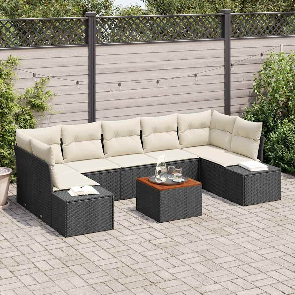 vidaXL Σετ Καναπέ Κήπου 8 pcs Μαύρο και λευκό