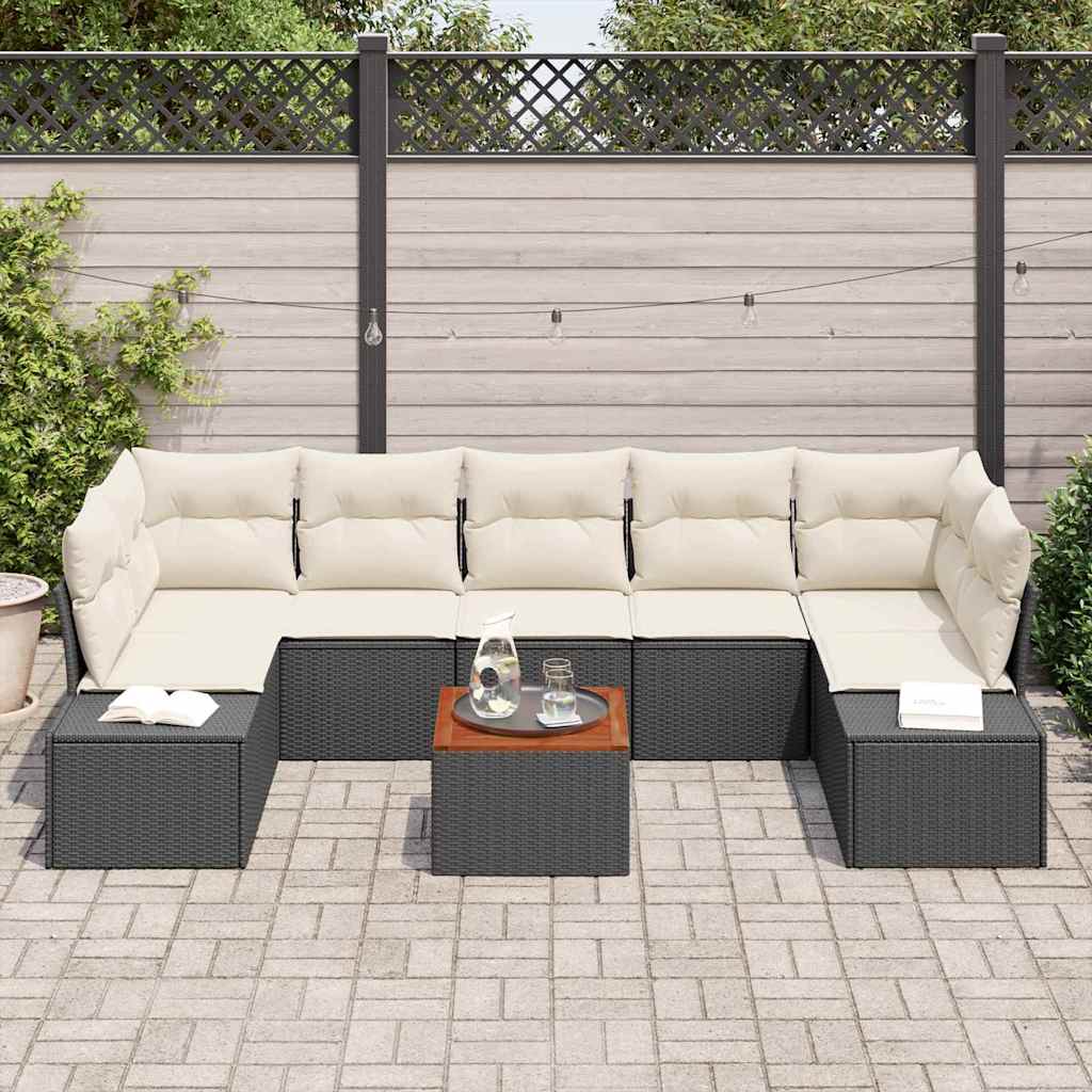 vidaXL Σετ Καναπέ Κήπου 8 pcs Μαύρο και λευκό
