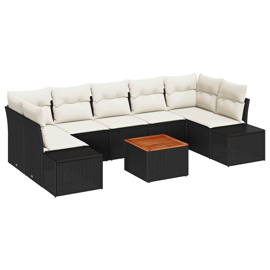 vidaXL Σετ Καναπέ Κήπου 8 pcs Μαύρο και λευκό