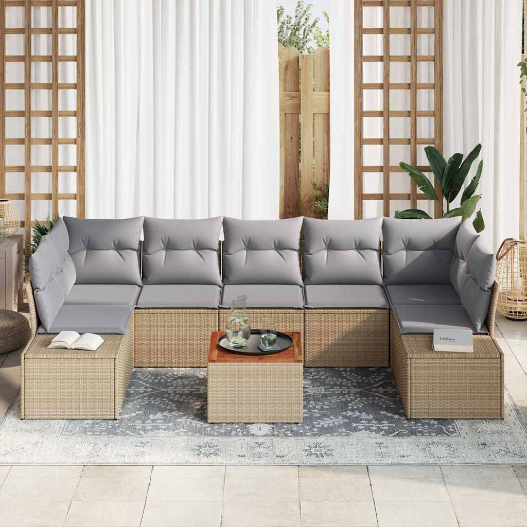 vidaXL Σετ Καναπέ Κήπου 8 pcs μπεζ και ανοιχτό γκρι