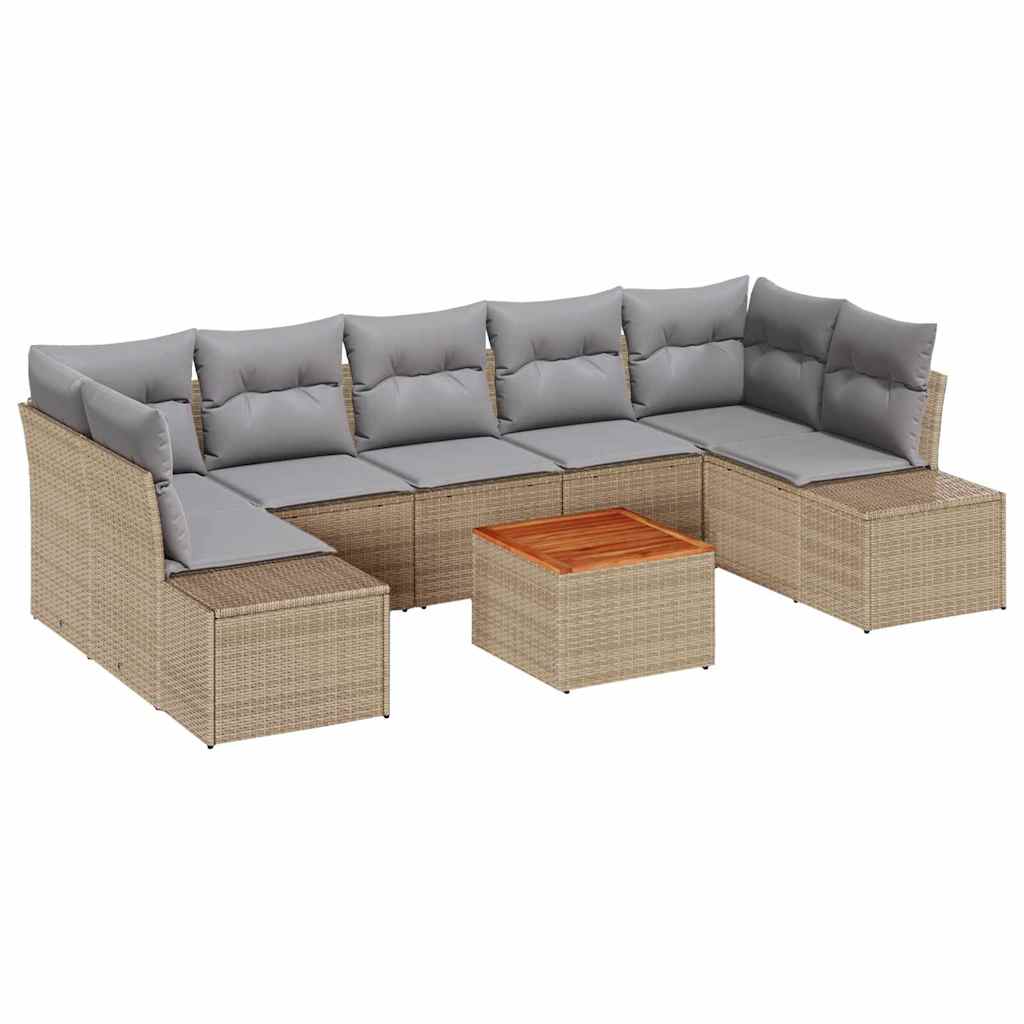 vidaXL Σετ Καναπέ Κήπου 8 pcs μπεζ και ανοιχτό γκρι