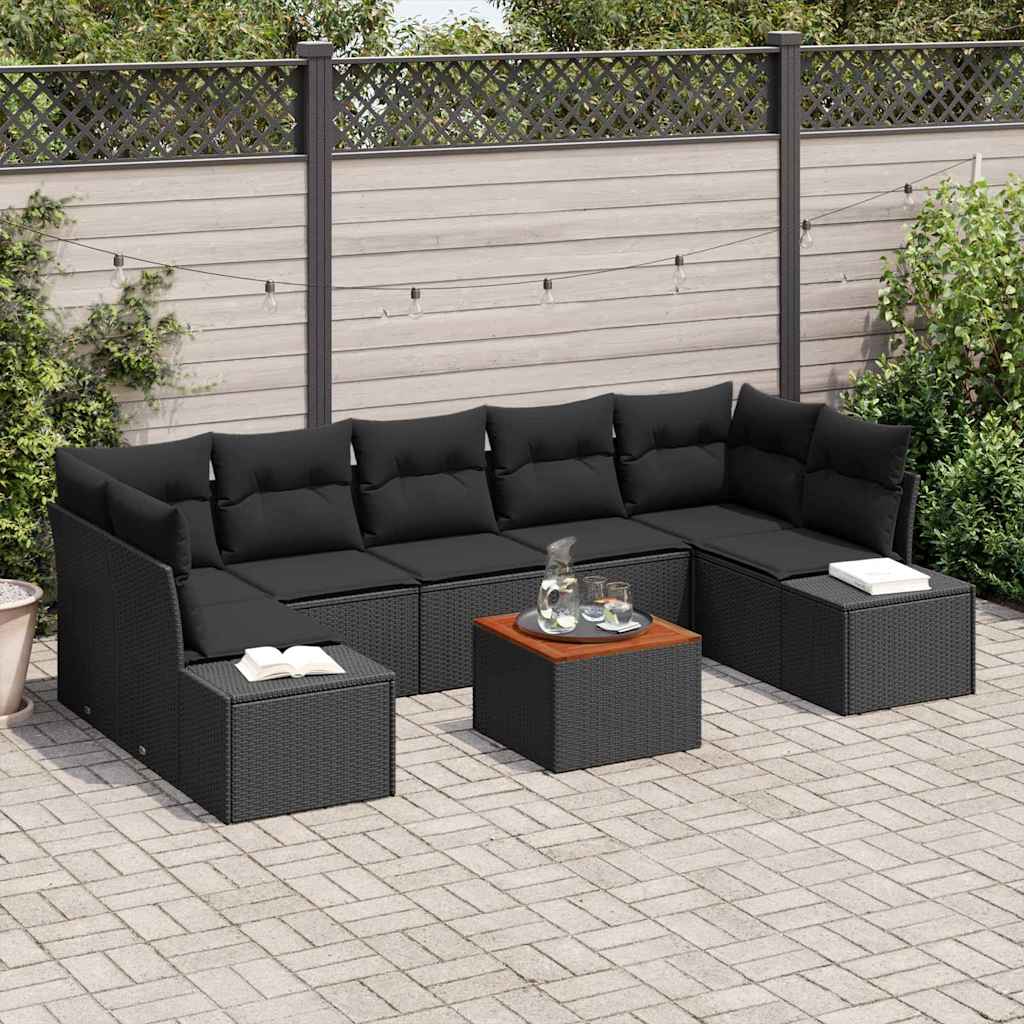 vidaXL Σετ Καναπέ Κήπου 8 pcs Μαύρο