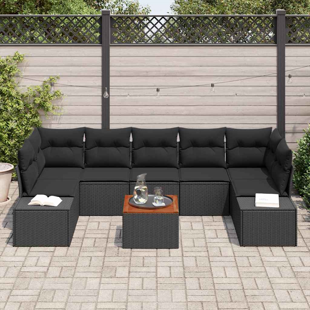 vidaXL Σετ Καναπέ Κήπου 8 pcs Μαύρο