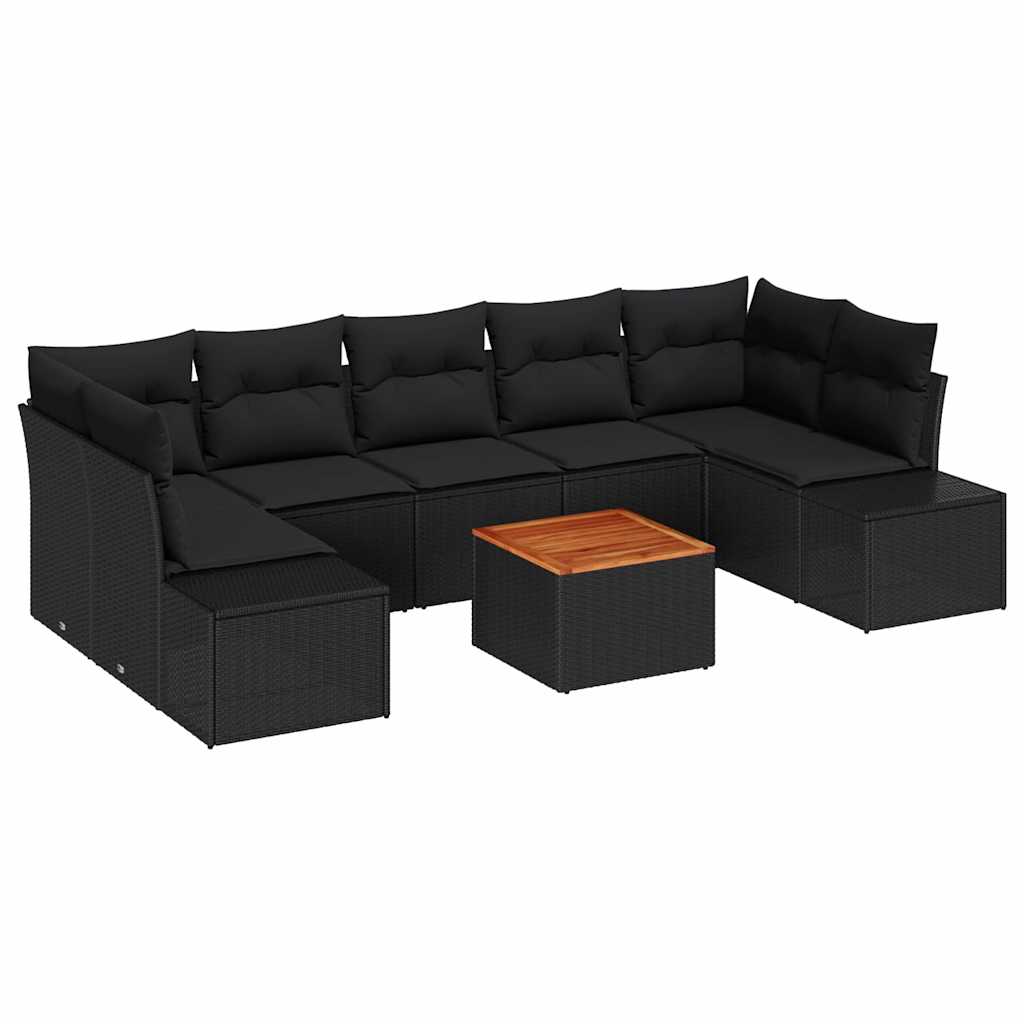 vidaXL Σετ Καναπέ Κήπου 8 pcs Μαύρο