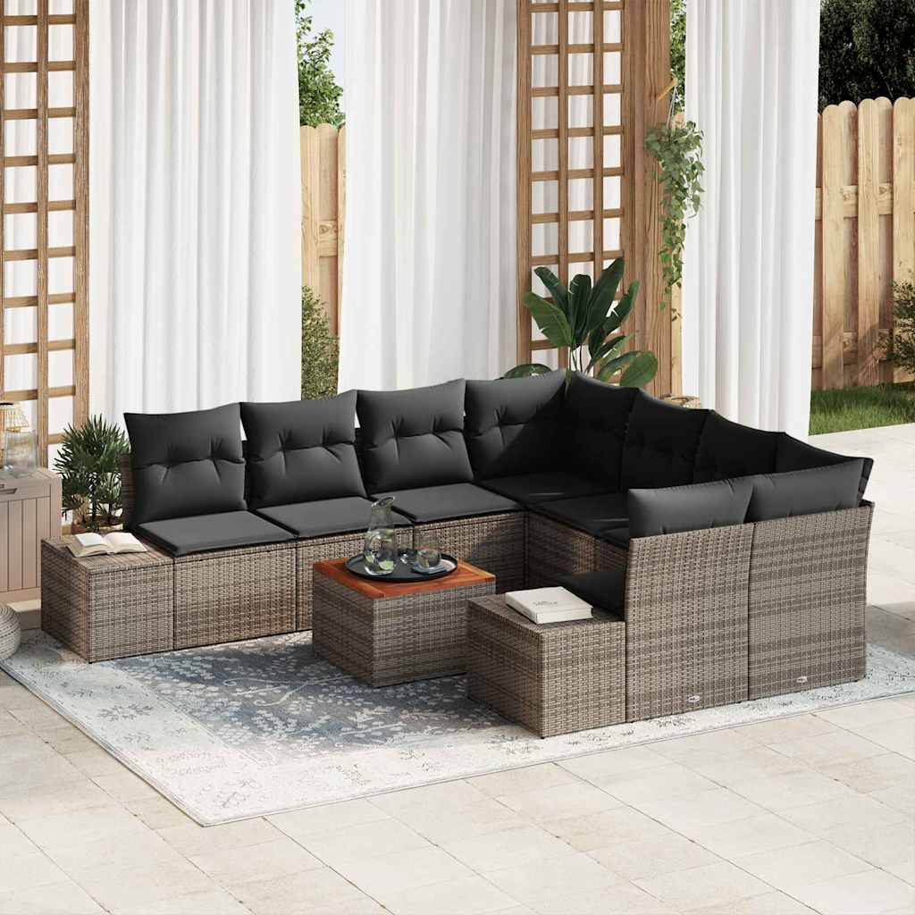 vidaXL Σετ Καναπέ Κήπου 9 pcs Γκρι