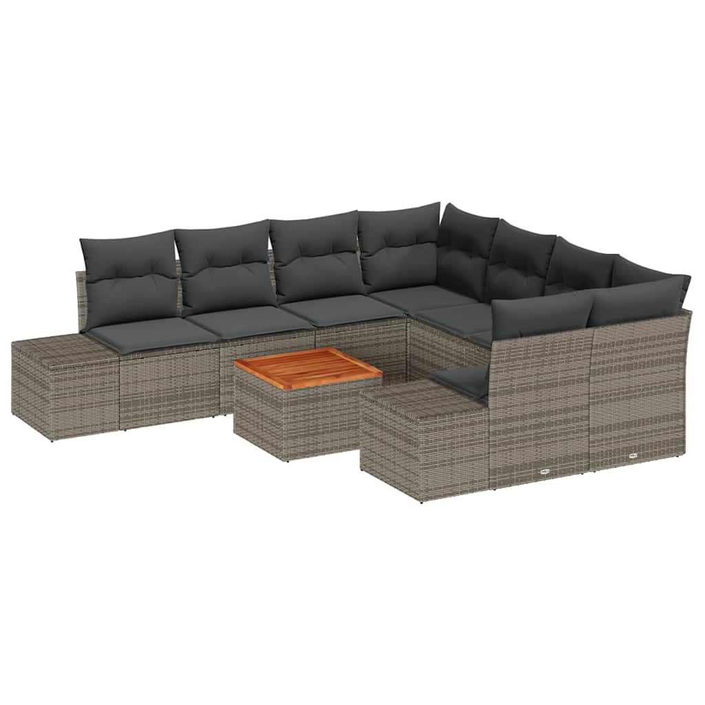 vidaXL Σετ Καναπέ Κήπου 9 pcs Γκρι