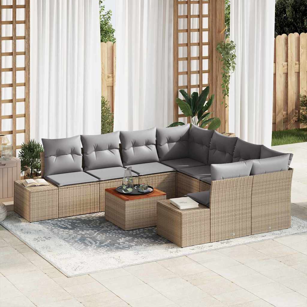 vidaXL Σετ καναπέ κήπου 9 pcs Beige, ανοιχτό γκρι 55 x 55 x 37 εκ