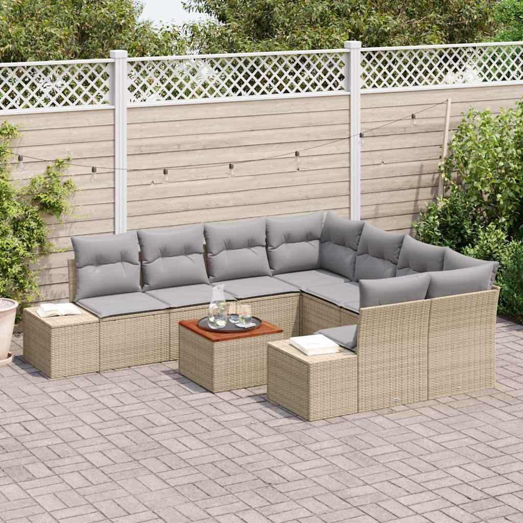 vidaXL Σετ καναπέ κήπου 9 pcs Beige, ανοιχτό γκρι 55 x 55 x 37 εκ