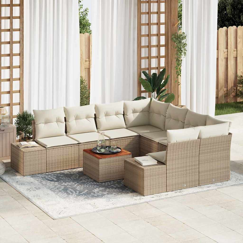 vidaXL Σετ Καναπέ Κήπου 9 pcs Μπεζ και λευκό
