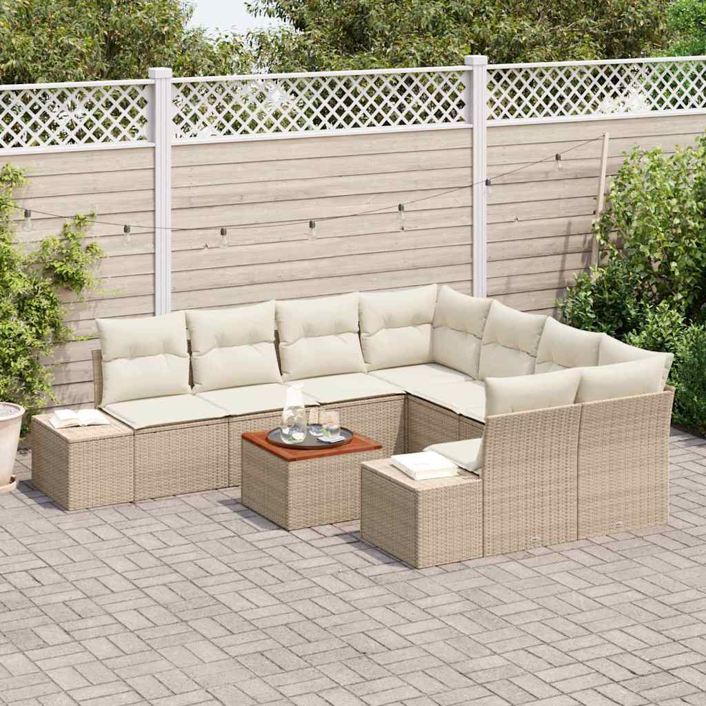 vidaXL Σετ Καναπέ Κήπου 9 pcs Μπεζ και λευκό