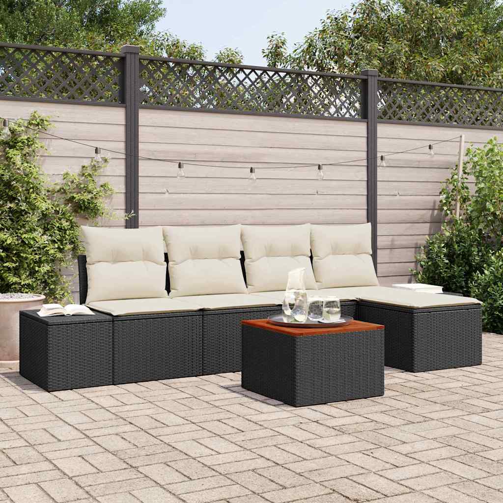 vidaXL Σετ Καναπέ Κήπου 6 pcs Μαύρο και λευκό