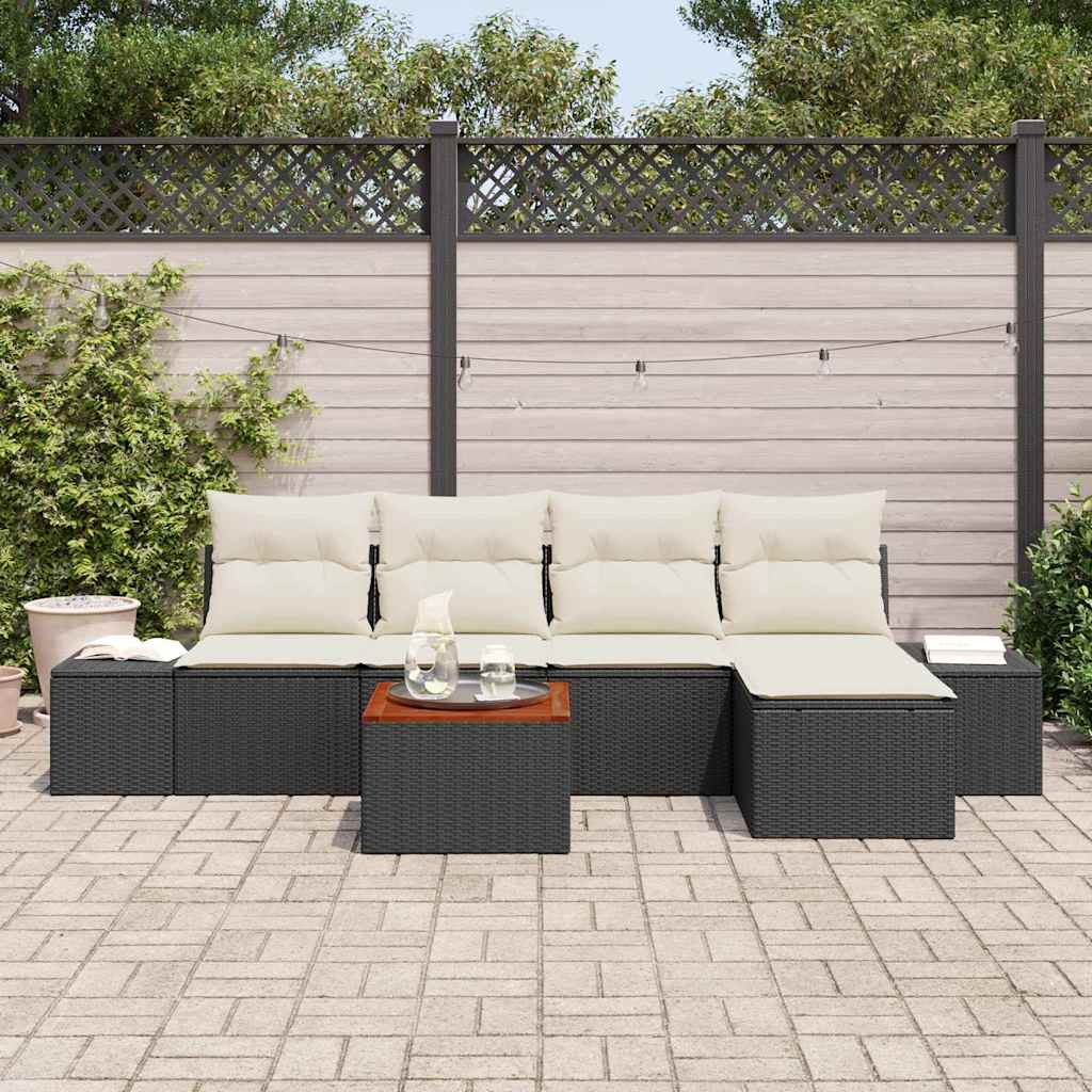 vidaXL Σετ Καναπέ Κήπου 6 pcs Μαύρο και λευκό