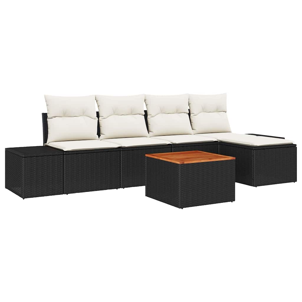 vidaXL Σετ Καναπέ Κήπου 6 pcs Μαύρο και λευκό