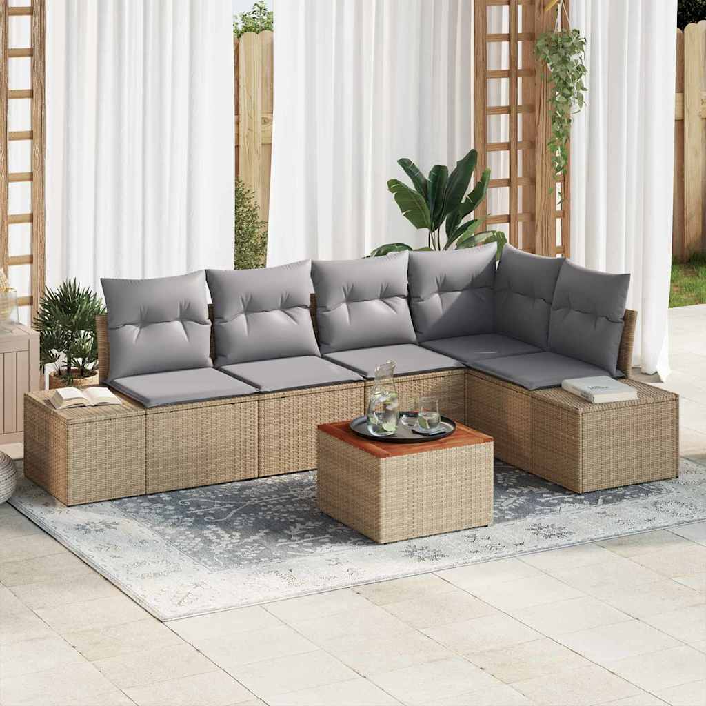 vidaXL Σετ Καναπέ Κήπου 6 pcs μπεζ και ανοιχτό γκρι