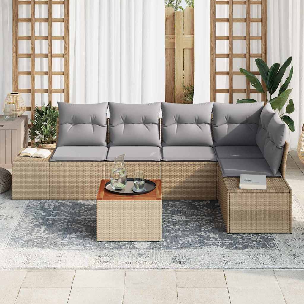 vidaXL Σετ Καναπέ Κήπου 6 pcs μπεζ και ανοιχτό γκρι