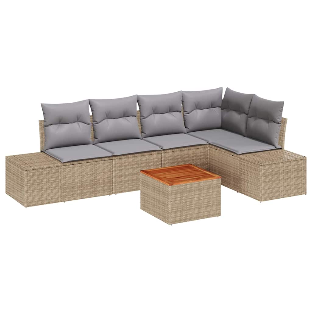 vidaXL Σετ Καναπέ Κήπου 6 pcs μπεζ και ανοιχτό γκρι