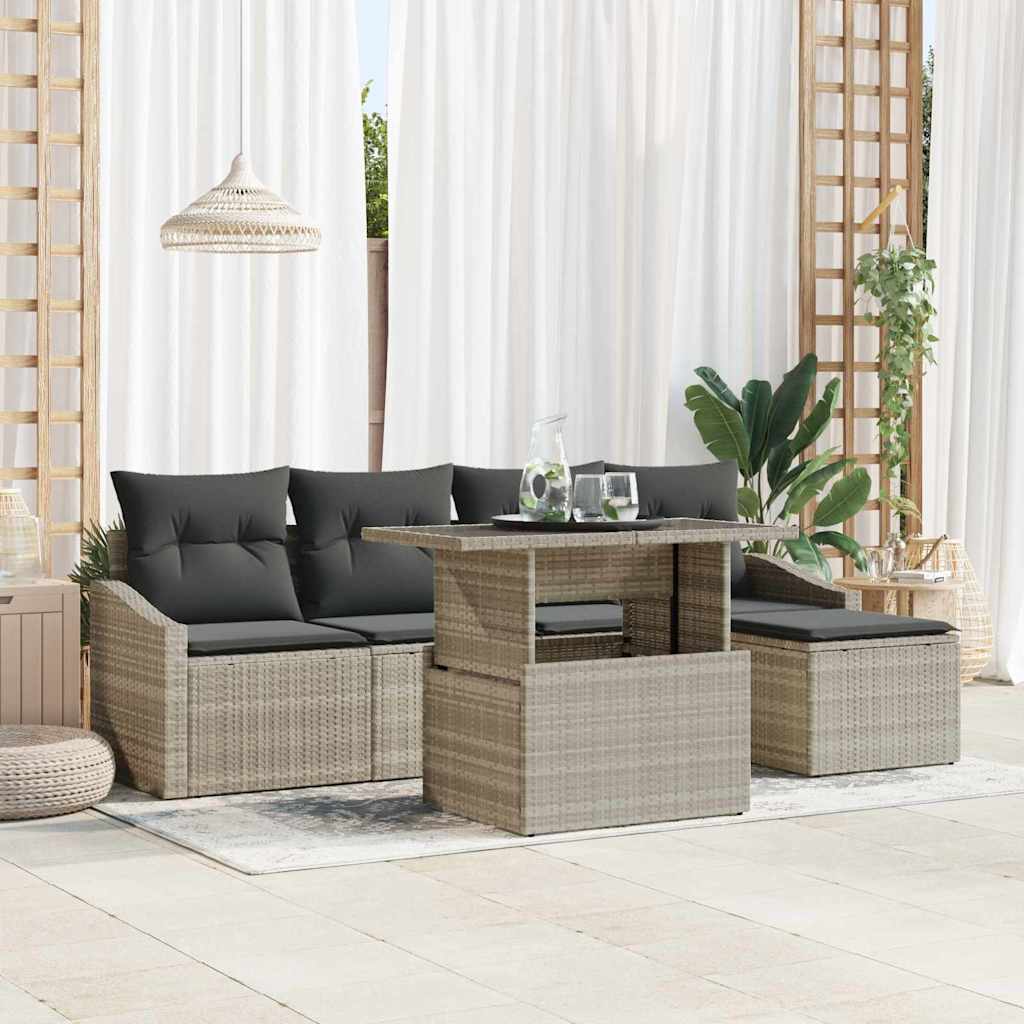 vidaXL Σετ Καναπέ Κήπου 6 τμχ. Ανοιχτό Γκρι και Σκούρο Γκρι