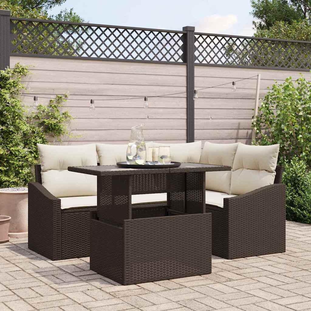 vidaXL Σετ Καναπέ Κήπου 5 τμχ. Καφέ και Κρέμα