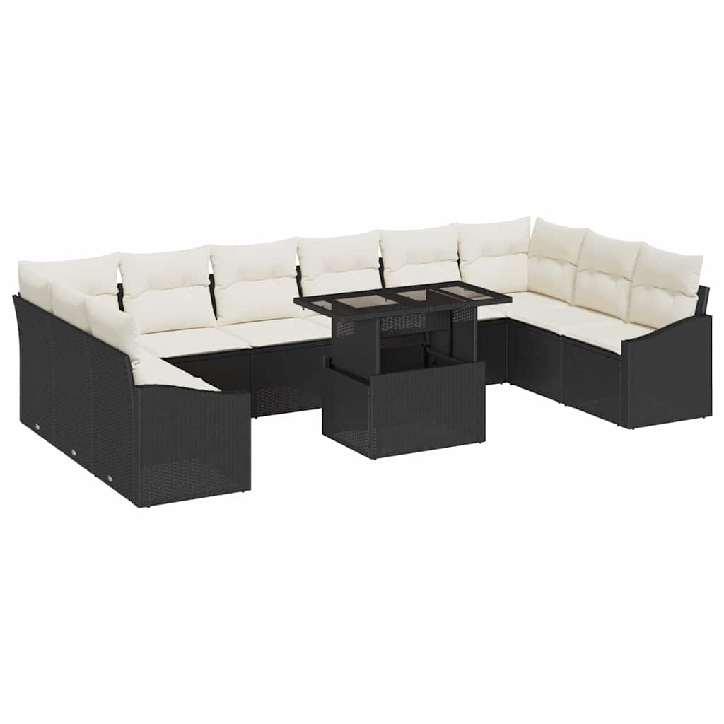 vidaXL Σετ Καναπέ Κήπου 11 pcs Μαύρο και Κρέμα 100 x 55 x 73 εκ