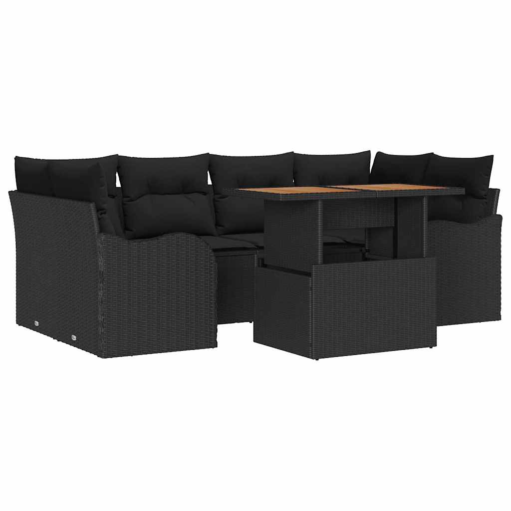 vidaXL Σετ Καναπέ Κήπου με αποθήκευση 7 pcs Μαύρο Πολυ ράταν