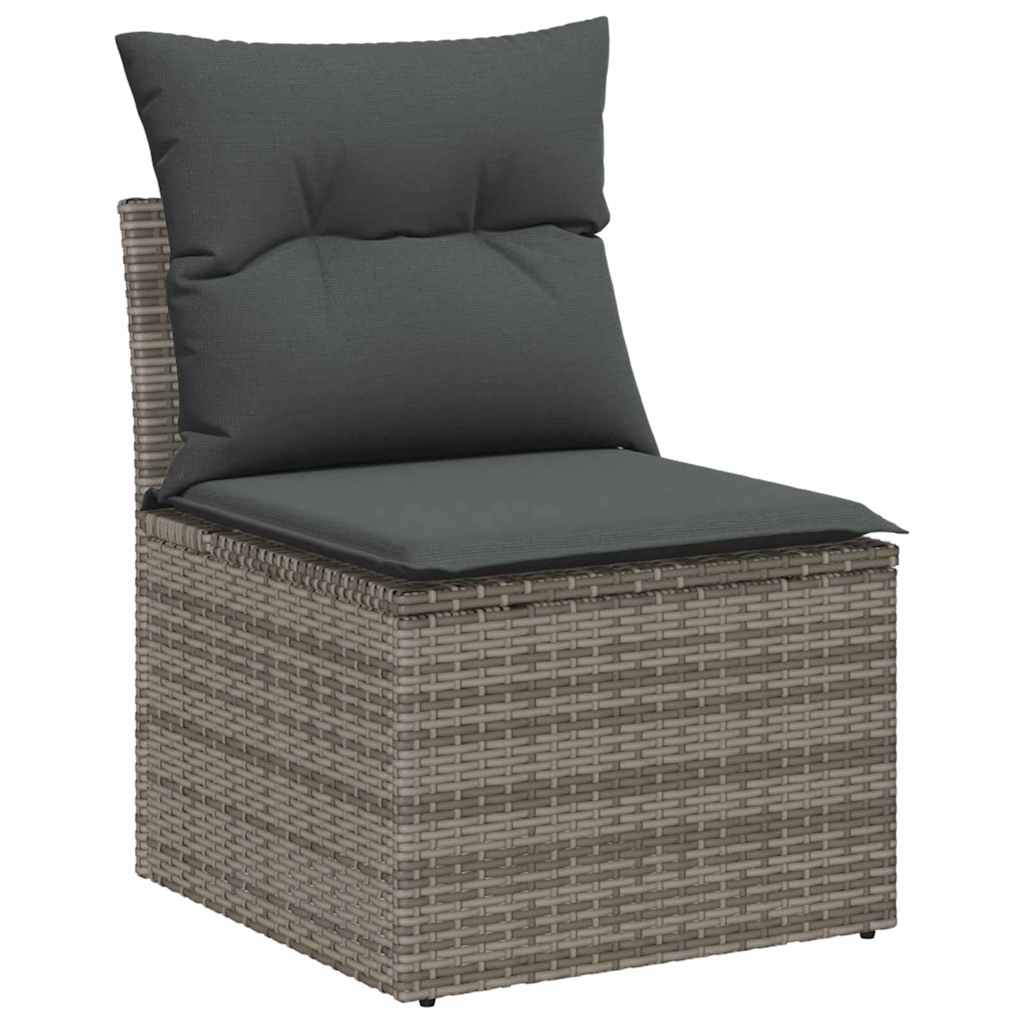 vidaXL Σετ Καναπέ Κήπου 9 τμχ. Γκρι Πολυ ράταν