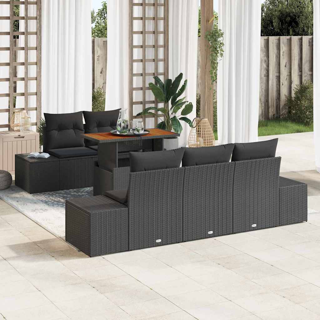 vidaXL Σετ Καναπέ Κήπου με αποθήκευση 6 pcs Μαύρο Πολυ ράταν