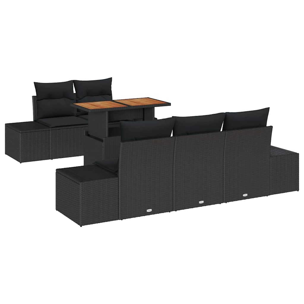 vidaXL Σετ Καναπέ Κήπου με αποθήκευση 6 pcs Μαύρο Πολυ ράταν